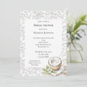 Tropical Aloha Coconut Flower Bridal Shower Invitation