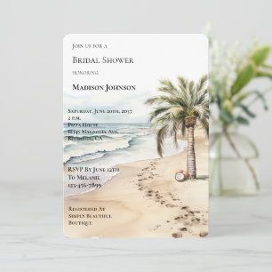 Tropical Aloha Coconuts Palm Tree Bridal Shower Invitation