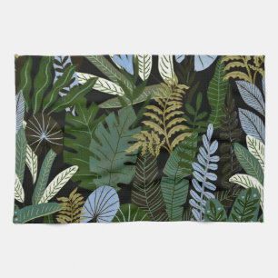 Tropical Aloha Exotic Green Jungle Pattern Tea Towel