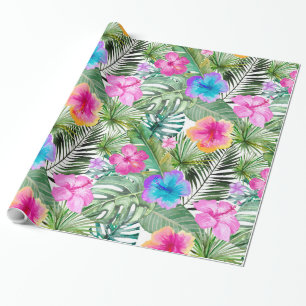 Tropical Aloha Exotic Jungle Flowers Wrapping Paper