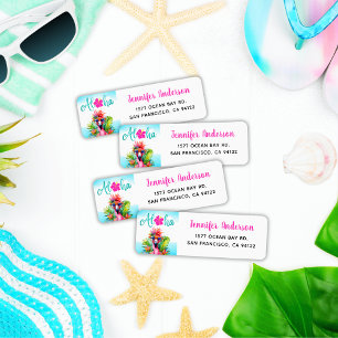 Tropical Aloha Flamingo Return Address  Label