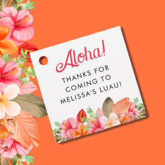 Tropical Aloha Floral Birthday Luau Party  Favour Tags
