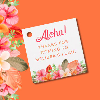 Tropical Aloha Floral Birthday Luau Party  Favour Tags