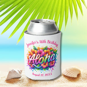 Tropical Aloha Hawaiian Birthday Luau Party Can Co Can Cooler