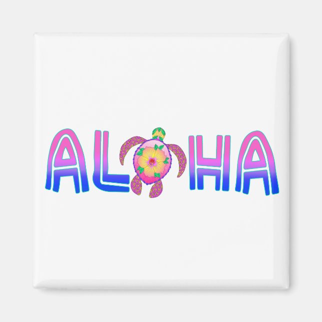 Tropical Aloha Hawaiian Sea Turtle Magnet (Front)