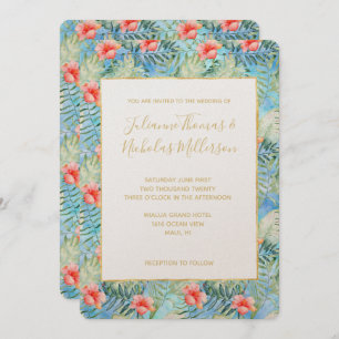 Tropical Aloha Hibiscus Floral Invitation