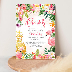 Tropical Aloha Hibiscus Pineapple Baby Shower Invitation