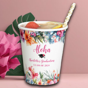 Tropical Aloha Luau Graduation 2024 Paper Cups