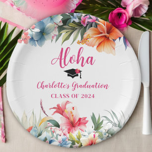 Tropical Aloha Luau Graduation 2024 Paper Plate