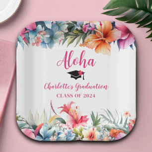 Tropical Aloha Luau Graduation 2024 Paper Plate