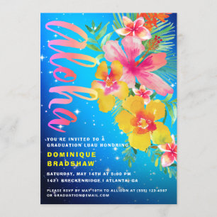 Tropical Aloha Luau Graduation Party Invitation