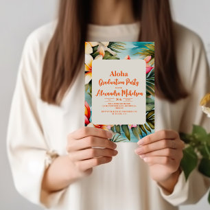 Tropical Aloha Luau Summer Flora Graduation Invitation