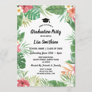 Tropical Aloha Luau Summer Flora Graduation Invite