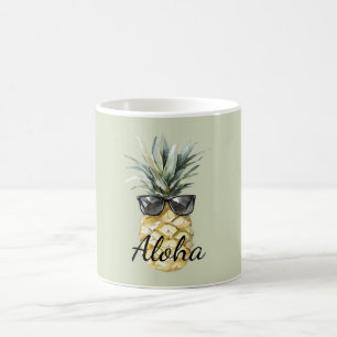 Tropical Aloha Pineapple with Sunglasses Coffee Mug