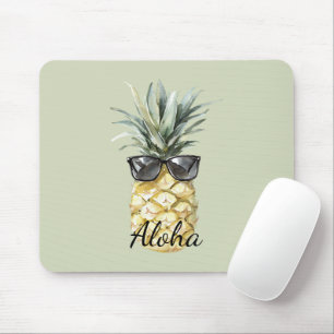 Tropical Aloha Pineapple with Sunglasses Mouse Pad