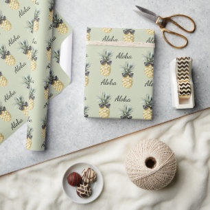 Tropical Aloha Pineapple with Sunglasses Wrapping Paper