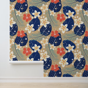 Tropical aloha print wallpaper