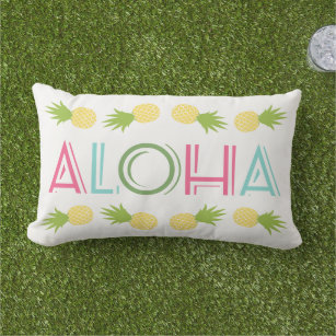 Tropical Aloha with Yellow Pineapples Lumbar Cushion
