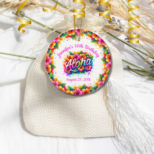 Tropical Alpha Hawaiian Birthday Luau Favour Tags