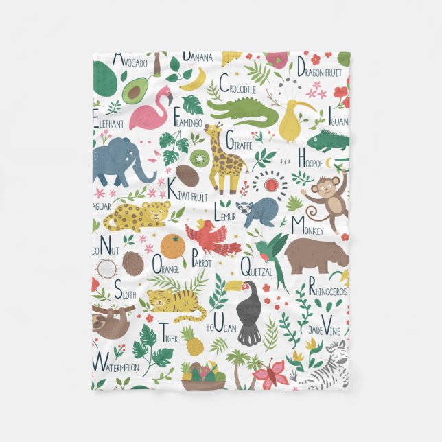 Tropical Alphabet for Children Fleece Blanket (Front)