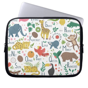 Tropical Alphabet for Children Laptop Sleeve