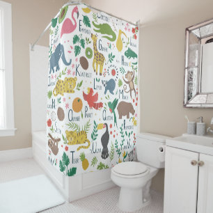 Tropical Alphabet for Children Shower Curtain
