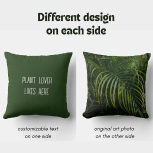 Tropical and botanical Dark Green Plant Lover Cushion