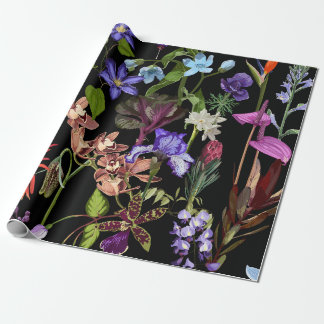 Tropical and garden flowers. wrapping paper