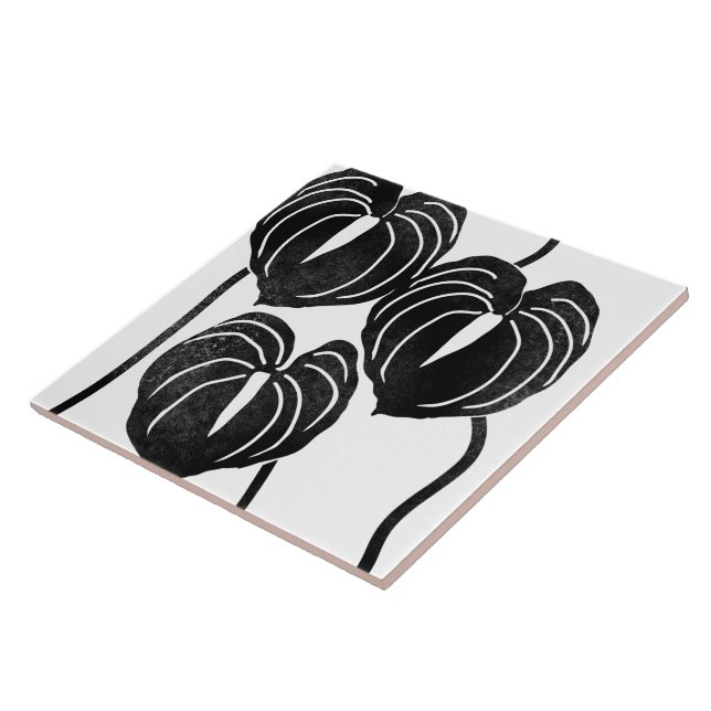 Tropical and Hawaiian anthurium Ceramic Tile (Side)