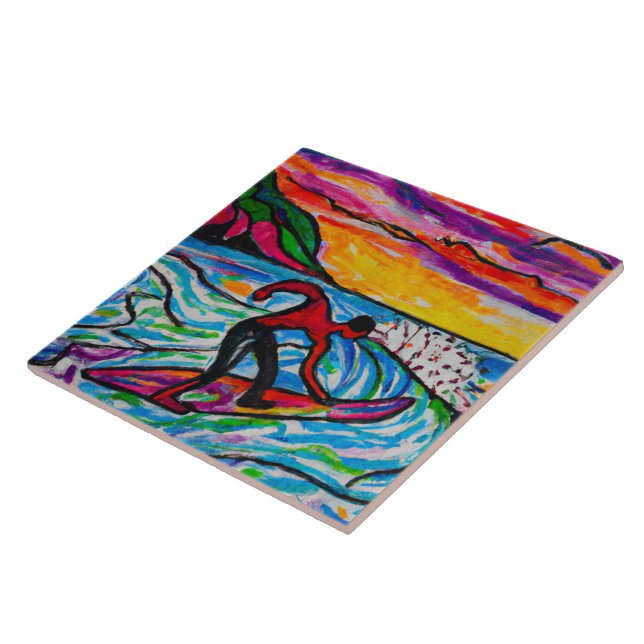 Tropical and Hawaiian art tile (Side)