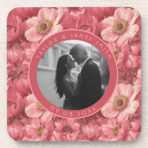 Tropical Anemones Aesthetic Outdoor Wedding Coaster