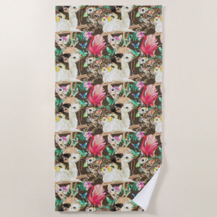 Tropical Animal Pattern Beach Towel