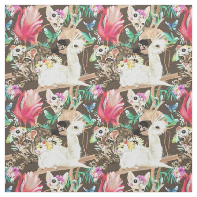 Tropical Animal Pattern Fabric (Swatch)
