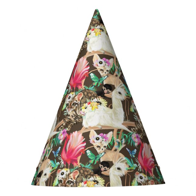 Tropical Animal Pattern Party Hat (Front)