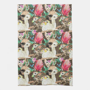 Tropical Animal Pattern Tea Towel