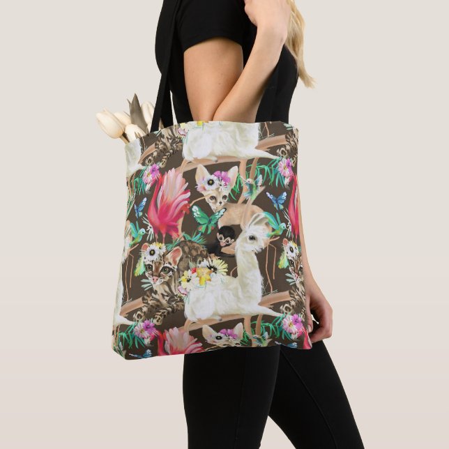 Tropical Animal Pattern Tote Bag (Close Up)