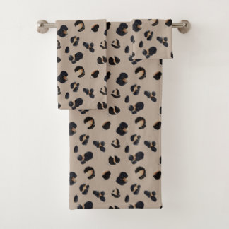 Tropical Animal Print and Greenery Series Design 3 Bath Towel Set