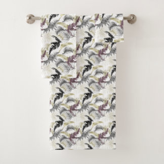 Tropical Animal Print &Greenery Series Design 33 Bath Towel Set