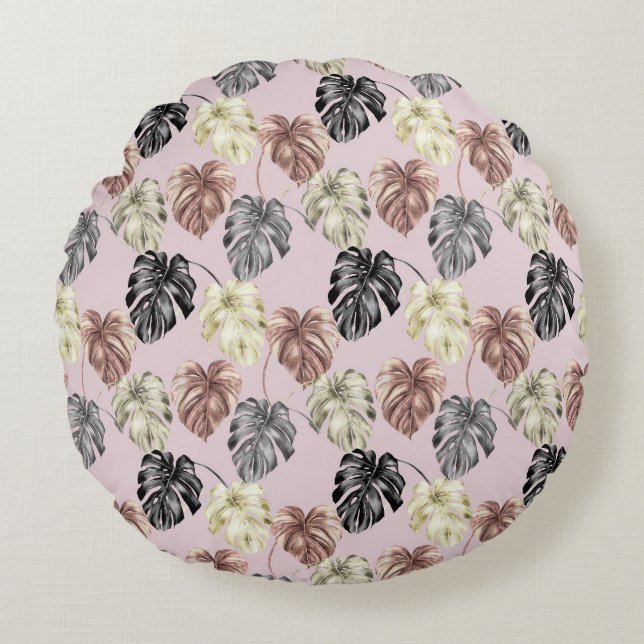Tropical Animal Print &Greenery Series Design 35 Round Cushion (Front)
