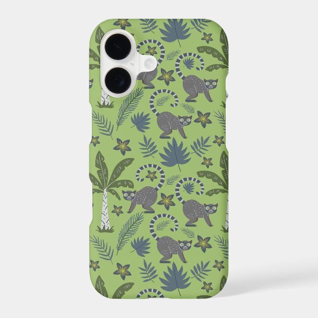Tropical animals seamless pattern green and gray (Back)