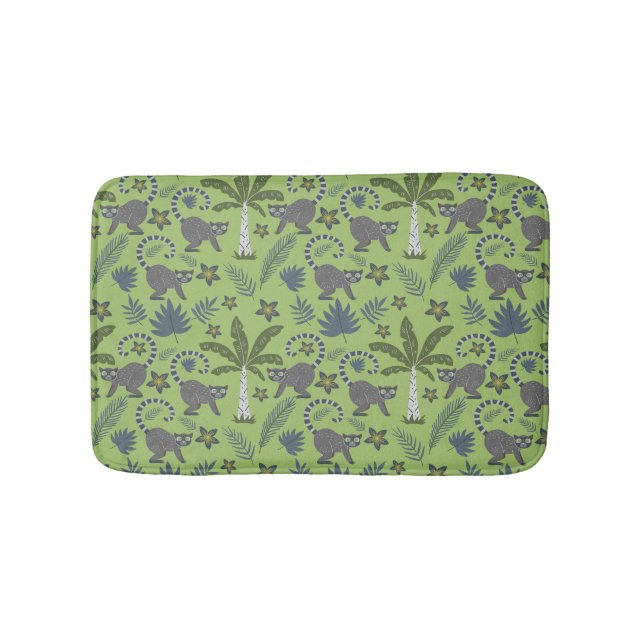 Tropical animals seamless pattern green and grey bath mat (Front)