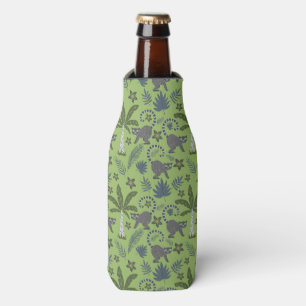 Tropical animals seamless pattern green and grey bottle cooler