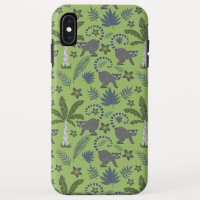 Tropical animals seamless pattern green and grey