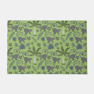 Tropical animals seamless pattern green and grey doormat