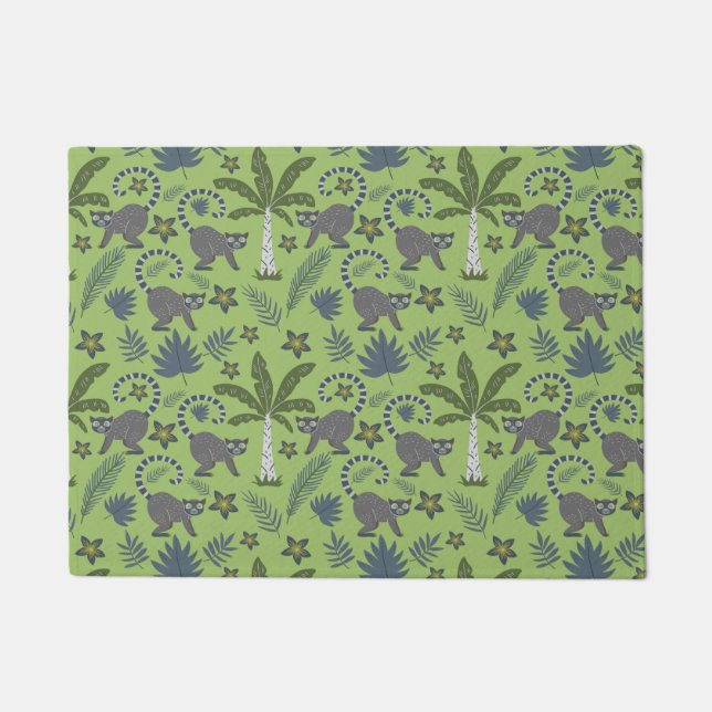 Tropical animals seamless pattern green and grey doormat (Front)
