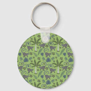 Tropical animals seamless pattern green and grey key ring