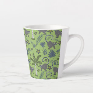 Tropical animals seamless pattern green and grey latte mug