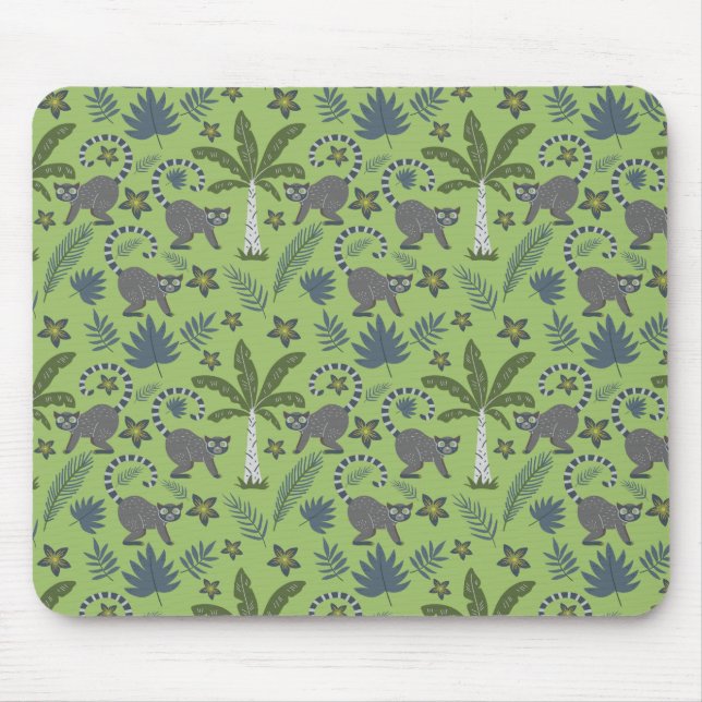 Tropical animals seamless pattern green and grey mouse pad (Front)