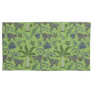 Tropical animals seamless pattern green and grey pillowcase