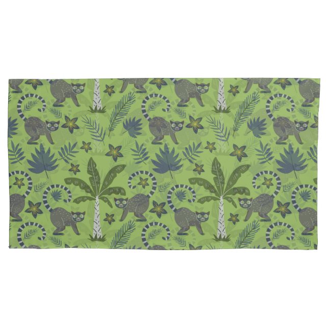 Tropical animals seamless pattern green and grey pillowcase (Front-Left)